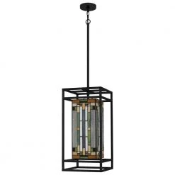 Mateo 1-Light Matte Black Chandelier with Multi-Color Art Glass by Quoizel -Quoizel Sales matte black quoizel pendant lights tf5333mbk c3 1000