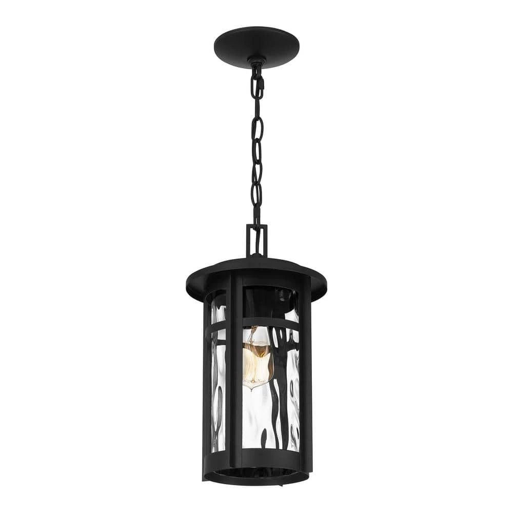 Uma 1-Light Matte Black Chandelier with Clear Water Glass by Quoizel 9 Uma 1-Light Matte Black Chandelier with Clear Water Glass by Quoizel - Image 7