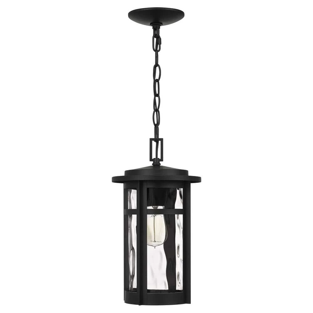 Uma 1-Light Matte Black Chandelier with Clear Water Glass by Quoizel 6 Uma 1-Light Matte Black Chandelier with Clear Water Glass by Quoizel - Image 4