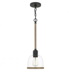 Wagner 1-Light Matte Black Mini Pendant by Quoizel