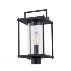 Garrett 1-Light Matte Black Outdoor Post Lantern by Quoizel -Quoizel Sales matte black quoizel post light sets gre9009mbk 1f 1000