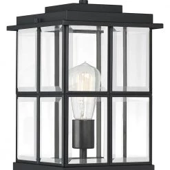 Mulligan 1-Light Matte Black Outdoor Post Lantern by Quoizel -Quoizel Sales matte black quoizel post light sets mgn9008mbk 40 1000