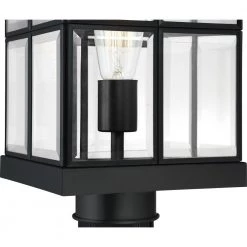Mulligan 1-Light Matte Black Outdoor Post Lantern by Quoizel -Quoizel Sales matte black quoizel post light sets mgn9008mbk 44 1000