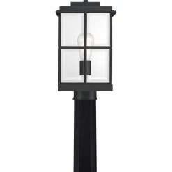 Mulligan 1-Light Matte Black Outdoor Post Lantern by Quoizel -Quoizel Sales matte black quoizel post light sets mgn9008mbk 4f 1000