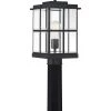 Mulligan 1-Light Matte Black Outdoor Post Lantern by Quoizel -Quoizel Sales matte black quoizel post light sets mgn9008mbk 64 1000