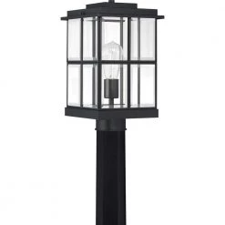 Mulligan 1-Light Matte Black Outdoor Post Lantern by Quoizel -Quoizel Sales matte black quoizel post light sets mgn9008mbk c3 1000