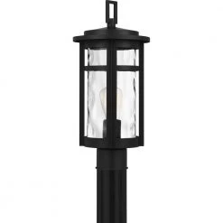 Uma 8 in. 1-Light Matte Black Outdoor Post Light Kit with Clear Water Glass by Quoizel -Quoizel Sales matte black quoizel post light sets uma9008mbk 1f 1000
