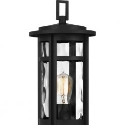 Uma 8 in. 1-Light Matte Black Outdoor Post Light Kit with Clear Water Glass by Quoizel -Quoizel Sales matte black quoizel post light sets uma9008mbk 44 1000