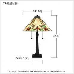 Westwind 22.5 in. Matte Black Table Lamp with Tiffany Glass Shade by Quoizel -Quoizel Sales matte black quoizel table lamps tf5623mbk 76 1000