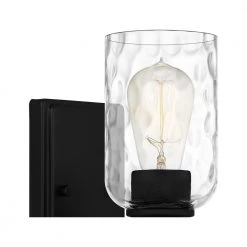 Acacia 1-Light Matte Black Wall Sconce with Clear Water Glass by Quoizel 15 Acacia 1-Light Matte Black Wall Sconce with Clear Water Glass by Quoizel -Quoizel Sales matte black quoizel vanity lighting aca8604mbk 44 1000
