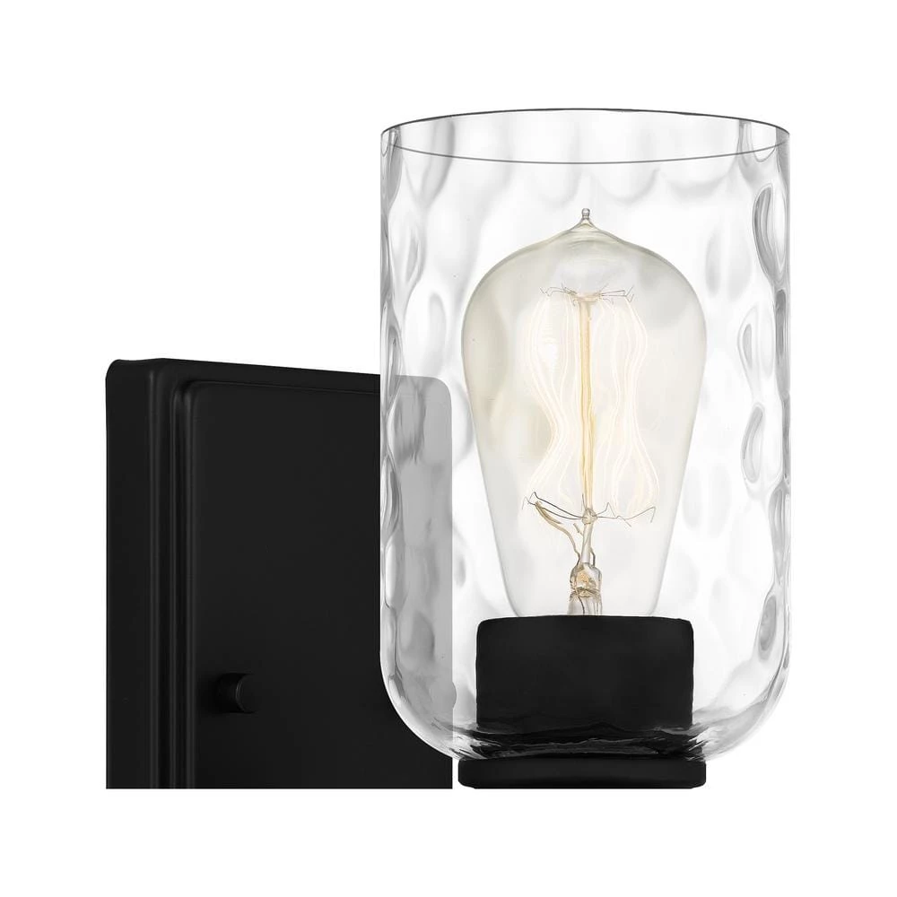 Acacia 1-Light Matte Black Wall Sconce with Clear Water Glass by Quoizel 8 Acacia 1-Light Matte Black Wall Sconce with Clear Water Glass by Quoizel - Image 6