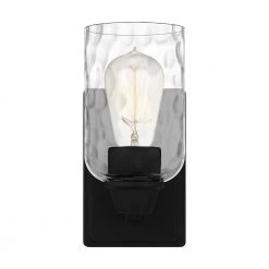 Acacia 1-Light Matte Black Wall Sconce with Clear Water Glass by Quoizel 13 Acacia 1-Light Matte Black Wall Sconce with Clear Water Glass by Quoizel -Quoizel Sales matte black quoizel vanity lighting aca8604mbk 4f 1000