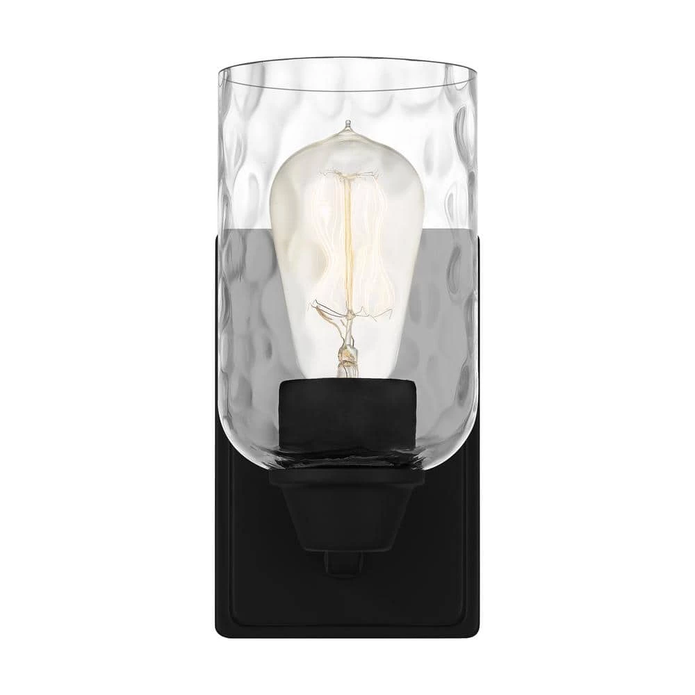 Acacia 1-Light Matte Black Wall Sconce with Clear Water Glass by Quoizel 6 Acacia 1-Light Matte Black Wall Sconce with Clear Water Glass by Quoizel - Image 4