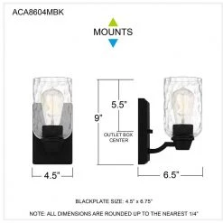 Acacia 1-Light Matte Black Wall Sconce with Clear Water Glass by Quoizel 16 Acacia 1-Light Matte Black Wall Sconce with Clear Water Glass by Quoizel -Quoizel Sales matte black quoizel vanity lighting aca8604mbk fa 1000