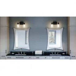 Acacia 14 in. 2 Light Matte Black Vanity Light with Clear Water Glass by Quoizel -Quoizel Sales matte black quoizel vanity lighting aca8613mbk 31 1000