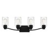 Acacia 28 in. 4 Light Matte Black Vanity Light with Clear Water Glass by Quoizel -Quoizel Sales matte black quoizel vanity lighting aca8627mbk 64 1000