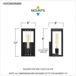 Awendaw 6 in. 1-Light Matte Black Sconce by Quoizel -Quoizel Sales matte black quoizel vanity lighting awd8606mbk fa 1000