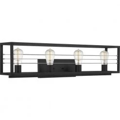 Awendaw 32 in. 4-Light Matte Black Vanity Light by Quoizel -Quoizel Sales matte black quoizel vanity lighting awd8632mbk 4f 1000