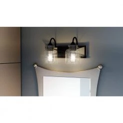 Bartley 15.75 in. 2-Light Matte Black Vanity Light by Quoizel -Quoizel Sales matte black quoizel vanity lighting bart8616mbk c3 1000