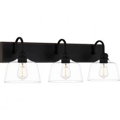 Blanton 30 in. 3-Light Matte Black Vanity Light by Quoizel -Quoizel Sales matte black quoizel vanity lighting bli8630mbk 4f 1000