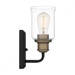 Cox 1-Light Matte Black Wall Sconce with Clear Glass by Quoizel -Quoizel Sales matte black quoizel vanity lighting cox8604mbk 1f 1000