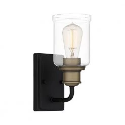 Cox 1-Light Matte Black Wall Sconce with Clear Glass by Quoizel