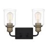 Cox 14.25 in. 2 Light Matte Black Vanity Light with Clear Glass by Quoizel 1 Cox 14.25 in. 2 Light Matte Black Vanity Light with Clear Glass by Quoizel -Quoizel Sales matte black quoizel vanity lighting cox8614mbk 64 1000