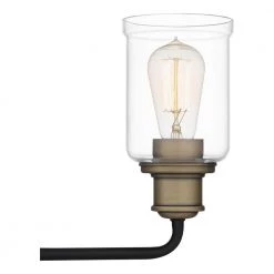 Cox 22 in. 3 Light Matte Black Vanity Light with Clear Glass by Quoizel -Quoizel Sales matte black quoizel vanity lighting cox8622mbk 44 1000