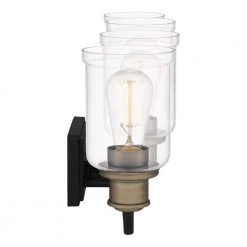 Cox 29 in. 4 Light Matte Black Vanity Light with Clear Glass by Quoizel 14 Cox 29 in. 4 Light Matte Black Vanity Light with Clear Glass by Quoizel -Quoizel Sales matte black quoizel vanity lighting cox8629mbk 1f 1000