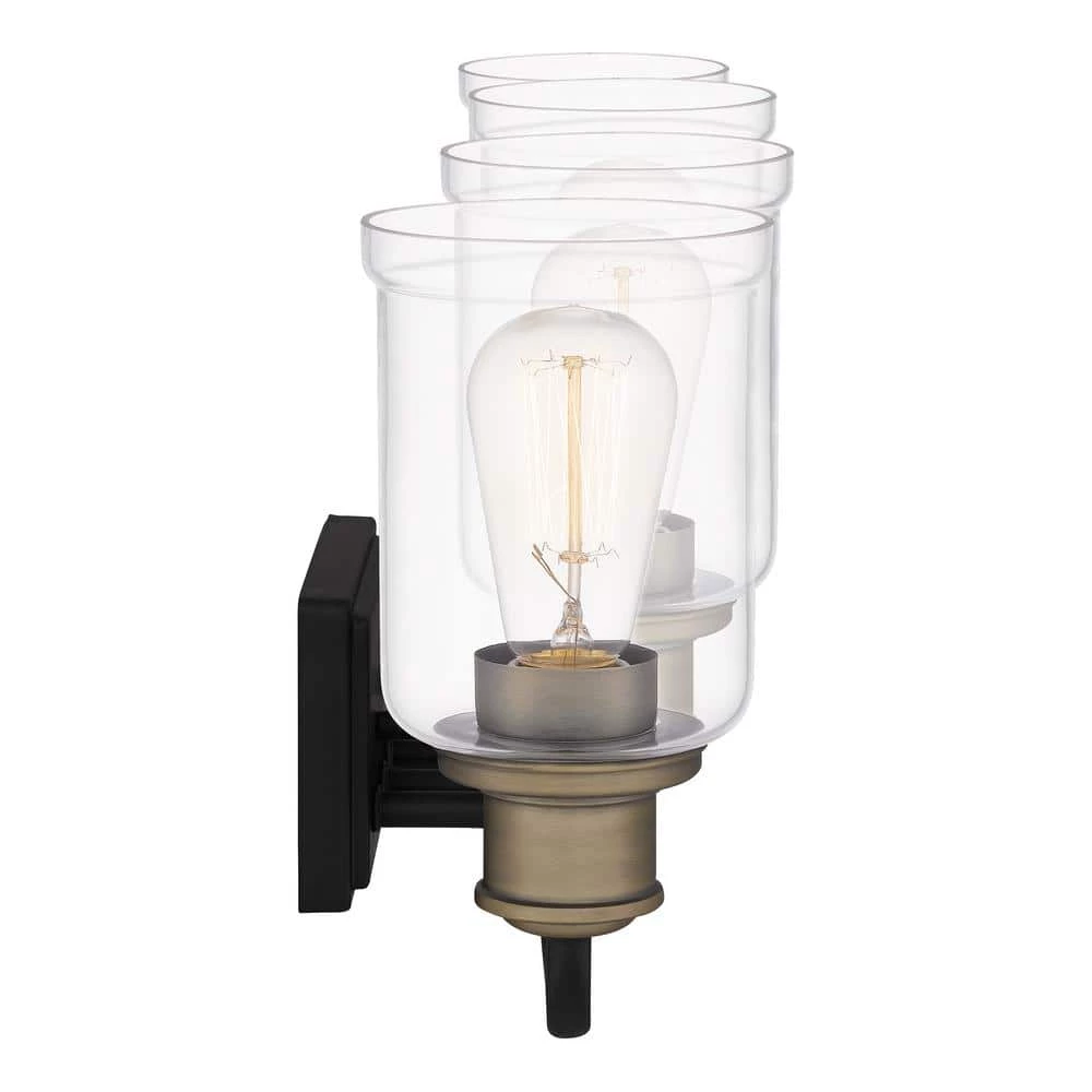 Cox 29 in. 4 Light Matte Black Vanity Light with Clear Glass by Quoizel 7 Cox 29 in. 4 Light Matte Black Vanity Light with Clear Glass by Quoizel - Image 5