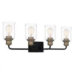 Cox 29 in. 4 Light Matte Black Vanity Light with Clear Glass by Quoizel 13 Cox 29 in. 4 Light Matte Black Vanity Light with Clear Glass by Quoizel -Quoizel Sales matte black quoizel vanity lighting cox8629mbk 4f 1000