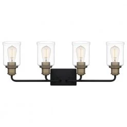Cox 29 in. 4 Light Matte Black Vanity Light with Clear Glass by Quoizel