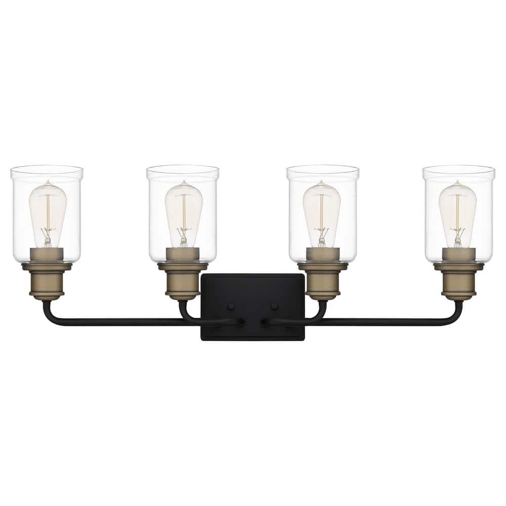 Cox 29 in. 4 Light Matte Black Vanity Light with Clear Glass by Quoizel 5 Cox 29 in. 4 Light Matte Black Vanity Light with Clear Glass by Quoizel - Image 3