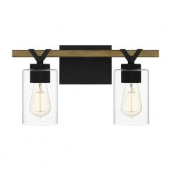 Devon Court 16 in. 2-Light Matte Black Vanity Light by Quoizel