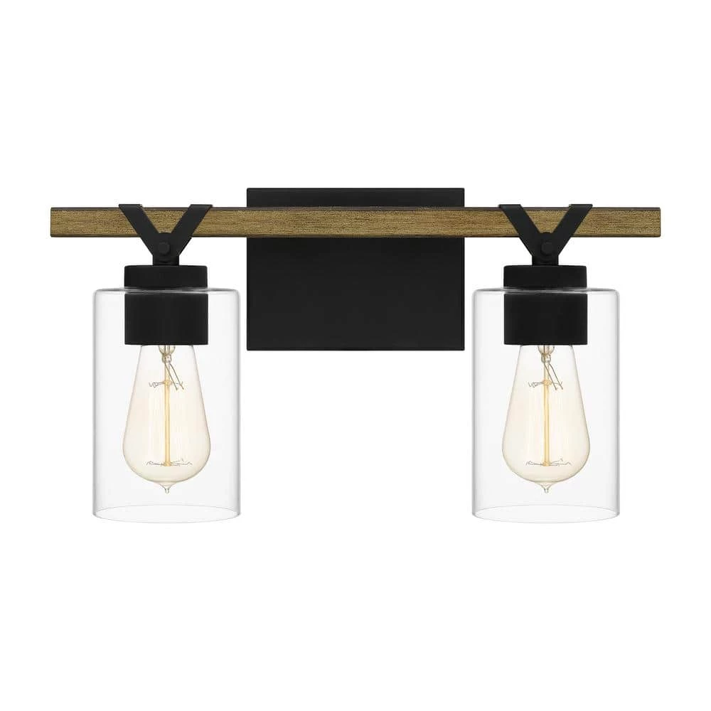 Devon Court 16 in. 2-Light Matte Black Vanity Light by Quoizel 3 Devon Court 16 in. 2-Light Matte Black Vanity Light by Quoizel