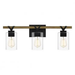 Devon Court 24 in. 3-Light Matte Black Vanity Light by Quoizel