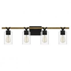 Devon Court 32 in. 4-Light Matte Black Vanity Light by Quoizel -Quoizel Sales matte black quoizel vanity lighting devn8632mbk 4f 1000