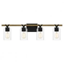 Devon Court 32 in. 4-Light Matte Black Vanity Light by Quoizel