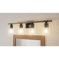 Devon Court 32 in. 4-Light Matte Black Vanity Light by Quoizel -Quoizel Sales matte black quoizel vanity lighting devn8632mbk c3 1000
