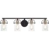 Emerson 33.5 in. 4-Light Matte Black Vanity Light with Clear Glass by Quoizel 1 Emerson 33.5 in. 4-Light Matte Black Vanity Light with Clear Glass by Quoizel -Quoizel Sales matte black quoizel vanity lighting emr8604mbk 64 1000