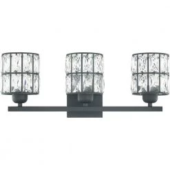 Gibson 3-Light Matte Black Vanity Light by Quoizel -Quoizel Sales matte black quoizel vanity lighting gib8622mbk 1f 1000