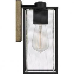 Holsten 6 in. 1-Light Matte Black Sconce with Clear Hammered Glass Shade by Quoizel -Quoizel Sales matte black quoizel vanity lighting htn8606mbk 1f 1000