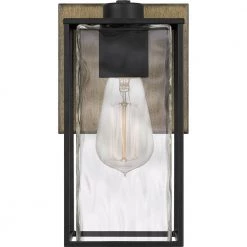 Holsten 6 in. 1-Light Matte Black Sconce with Clear Hammered Glass Shade by Quoizel -Quoizel Sales matte black quoizel vanity lighting htn8606mbk 4f 1000
