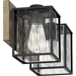 Holsten 15 in. 2-Light Matte Black Vanity Light with Clear Hammered Glass by Quoizel -Quoizel Sales matte black quoizel vanity lighting htn8615mbk 1f 1000