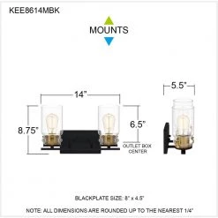 Keesey 14 in. 2-Light Matte Black Vanity Light by Quoizel 11 Keesey 14 in. 2-Light Matte Black Vanity Light by Quoizel -Quoizel Sales matte black quoizel vanity lighting kee8614mbk 66 1000