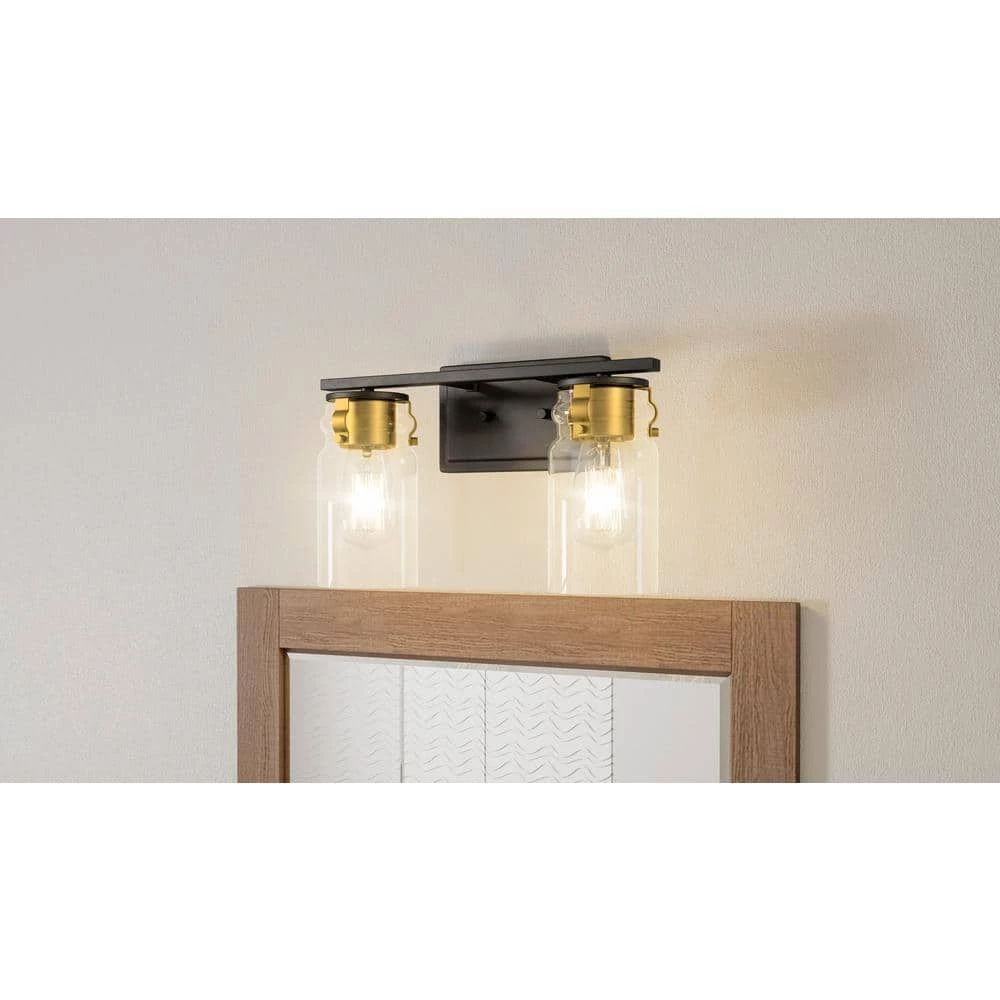 Keesey 14 in. 2-Light Matte Black Vanity Light by Quoizel 5 Keesey 14 in. 2-Light Matte Black Vanity Light by Quoizel - Image 3