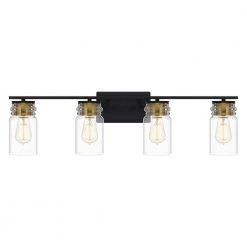 Keesey 32 in. 4-Light Matte Black Vanity Light by Quoizel