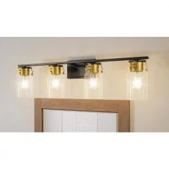 Keesey 32 in. 4-Light Matte Black Vanity Light by Quoizel -Quoizel Sales matte black quoizel vanity lighting kee8632mbk c3 1000