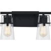 Knox 14 in. 2-Light Matte Black Vanity Light with Clear Seeded Glass by Quoizel -Quoizel Sales matte black quoizel vanity lighting knx8614mbk 64 1000