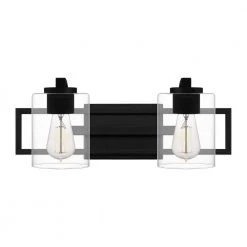 Lansdowne 18.25 in. 2-Light Matte Black Vanity Light by Quoizel -Quoizel Sales matte black quoizel vanity lighting lans8618mbk 4f 1000